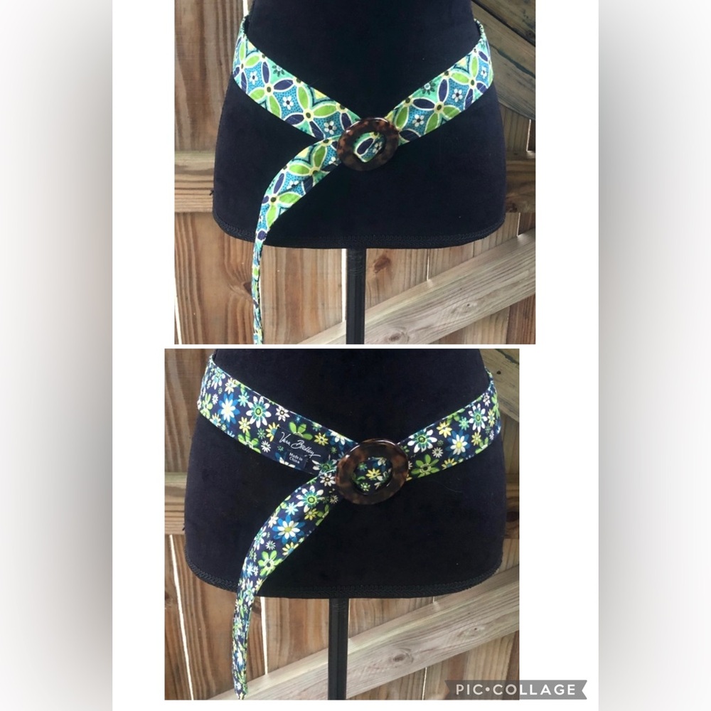 Vera Bradley Blue & Green Floral Fabric Reversible Cinch Belt